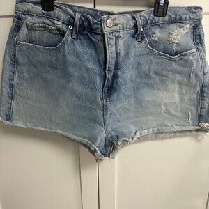 Good American Cut Off Women's Denim Shorts Size 14/32 Distressed Casual